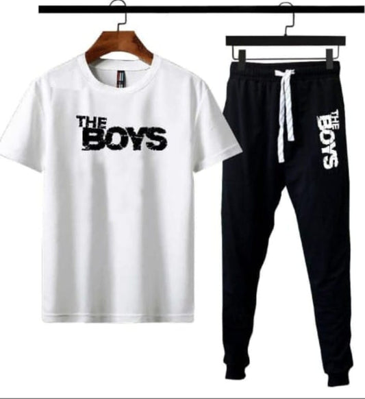 Men's Printed Track Suit - 2 Pcs Set in Beige